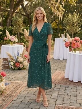 Bardot Emerald Green Animal Print Wrap Maxi Dress, Womens 6